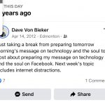 Facebook post about technology